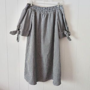 Tacera Black And White Gingham Off The Shoulder Dress 👗
